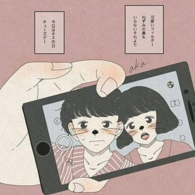 日系超甜暖心漫画情侣头像图片